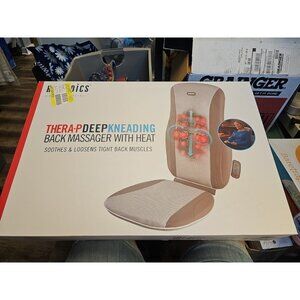 HoMedics Shiatsu Massage Cushion w Heat, Deep Kneading Massager, thera P New